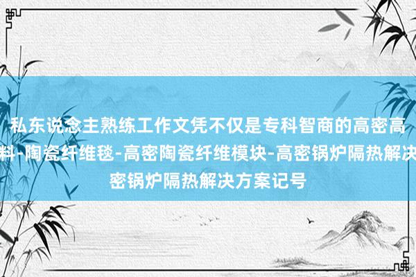 私东说念主熟练工作文凭不仅是专科智商的高密高温隔热材料-陶瓷纤维毯-高密陶瓷纤维模块-高密锅炉隔热解决方案记号